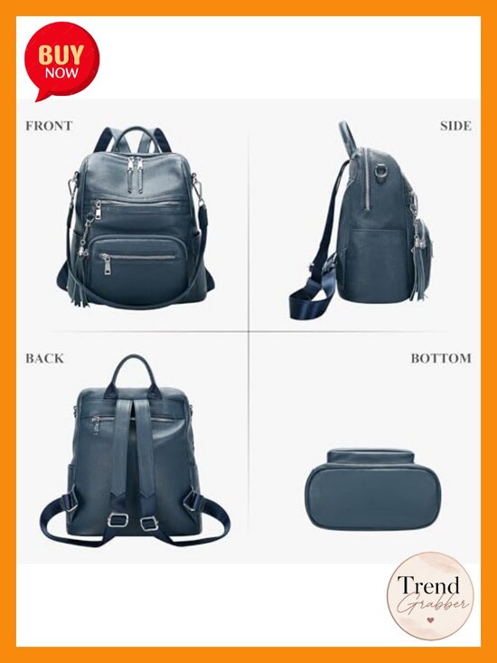 Genuine Leather Backpack for Women Large Soft Laptop Daypack Travel